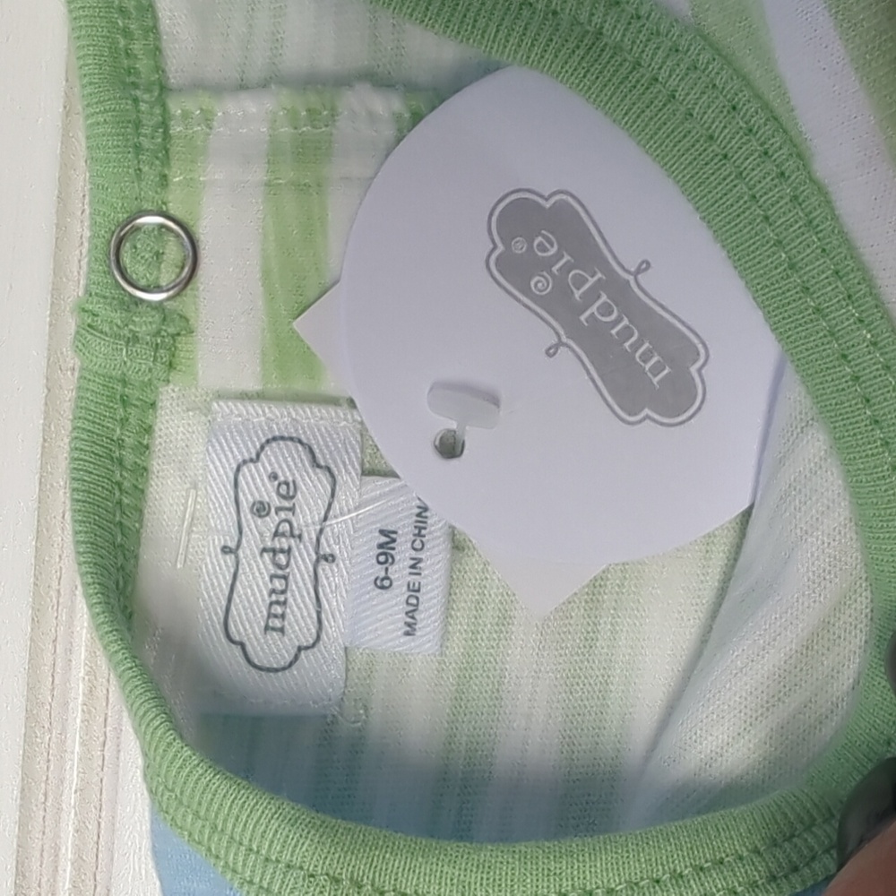 Mud Pie Green and Blue Baby Romper - Picture 3 of 7